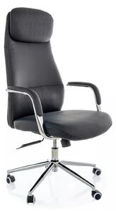 Scaun birou Q-05, negru, piele ecologică, 65x50x117 cm