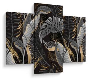 Tablou - Frunze tropicale, Galben - auriu (90x60 cm)