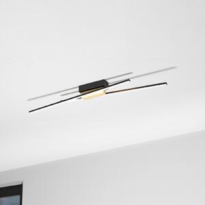 EGLO Plafonieră cu LED Panagria, negru detaliu din lemn, reglabil, Negru, Camera de zi / sufragerie, Metal, Modern, Plafon unghiular direct