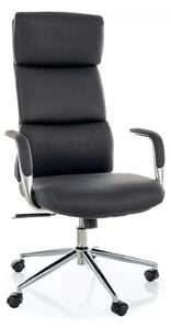 Scaun birou Q-03, negru, piele ecologică, 64x48x119 cm