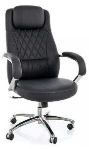 Scaun birou Q-07, negru, piele ecologică, 68x51x116 cm