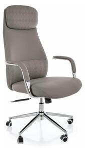 Scaun birou Q-05, gri, piele ecologică, 65x50x117 cm