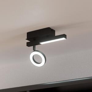 EGLO LED spot de tavan Cardillio 2 negru cu un inel, Negru, Camera de zi / sufragerie, Metal, Modern