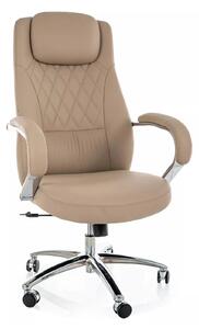 Scaun birou Q-07, bej, piele ecologică, 68x51x116 cm