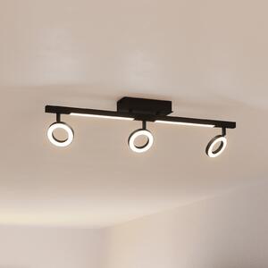 EGLO LED spot de tavan Cardillio 2 negru cu trei inele, Negru, Camera de zi / sufragerie, Metal, Modern