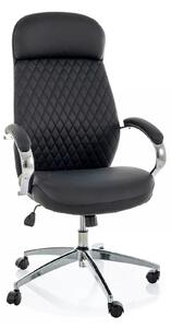 Scaun birou Q-09, negru, piele ecologică, 64x48x118 cm