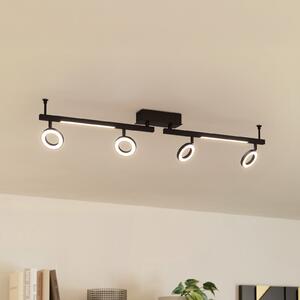 EGLO LED spot de tavan Cardillio 2 negru cu patru inele, Negru, Camera de zi / sufragerie, Metal, Modern