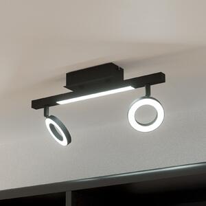 EGLO LED spot de tavan Cardillio 2 negru cu două inele, Negru, Camera de zi / sufragerie, Metal, Modern