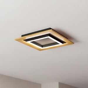 EGLO Plafonieră cu LED Tirrenara, telecomandă, 37x37cm, reglabil, Negru, Camera de zi / sufragerie, Metal, Modern