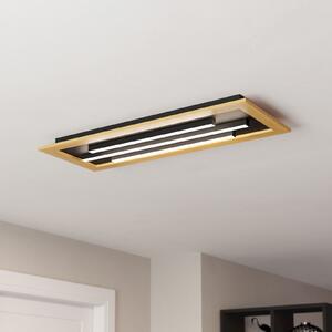 EGLO Plafonieră cu LED Tirrenara, telecomandă, 78x31cm, reglabil, Negru, Camera de zi / sufragerie, Metal, Modern