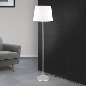 ORION Lampă de podea din material textil Ludwig, nichel mat, Alb, Camera de zi / sufragerie, Metal, Modern