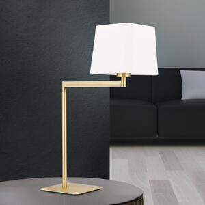 ORION Lampă de masă textilă Carlton, alamă mată, Alb, dormitor, Metal, Modern