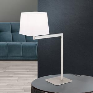 ORION Lampă de masă textilă Carlton, nichel mat, Alb, dormitor, Metal, Modern