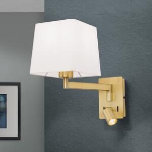 ORION Aplică textilă Carlton, alamă mată, Auriu / Alamă, Camera de zi / sufragerie, Metal, Modern