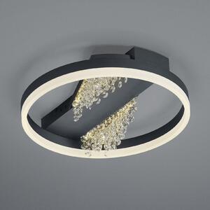 HELL LED plafonieră Dunja cu aspect de cristal negru, reglabil, Negru, Camera de zi / sufragerie, Metal, Modern