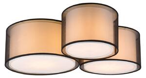 Trio Lighting Plafonieră Burton, 65x55cm, trei nuanțe, reglabil, Negru, Camera de zi / sufragerie, Țesătură / Textil