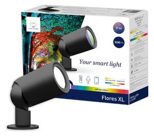 Tint Spot cu LED-uri pentru exterior Flores XL, IP44, CCT, RGB, reglabil, Negru, Plastic