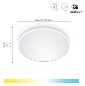 WiZ SuperSlim LED plafonieră cu LED-uri CCT Ø55cm alb, reglabil, Alb, Camera de zi / sufragerie, Plastic, Modern