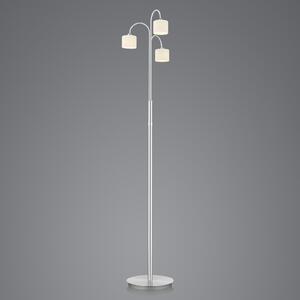 HELL Lampă de podea cu LED Mila, nichel/veteran opal, trei lumini, reglabil, Gri, Camera de zi / sufragerie, Metal, Modern, Proiector suspendat