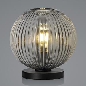 HELL Lampă de masă Loft cu sticlă fumurie, o singură lumină, rotundă, Gri, Camera de zi / sufragerie, Sticlă, Modern, glob
