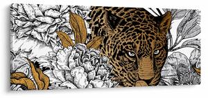 Tablou - Leopard între flori (120x50 cm)