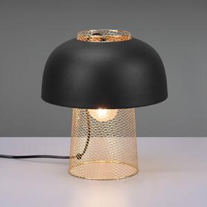 Reality Leuchten Punch lampă de masă, negru/auriu, Ø 25 cm, Negru, dormitor, Metal