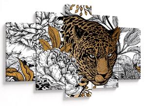 Tablou - Leopard între flori (150x105 cm)