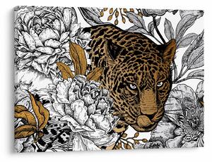 Tablou - Leopard între flori (70x50 cm)