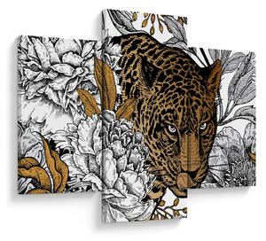 Tablou - Leopard între flori (90x60 cm)