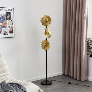 Lindby Senmia lampadar din aur, 3 becuri, Auriu / Alamă, Camera de zi / sufragerie, Metal, Modern