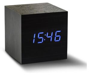 Ceas deșteptător cu LED Gingko Cube Click Clock, negru - albastru