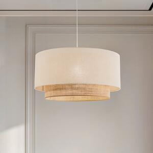 Duolla Lampă suspendată Boho, ecru/maro, Ø 60 cm, din material textil, reglabil, Bej, dormitor, Metal