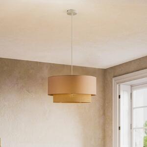 Duolla Lampă suspendată Boho, cappuccino/maro, Ø 45 cm, material textil, reglabil, Maro / Rugină, dormitor, Metal