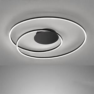 FISCHER & HONSEL Plafonieră LED HOLY, negru, Ø 49 cm, telecomandă, CCT, reglabil, Negru, Camera de zi / sufragerie, Metal, Modern
