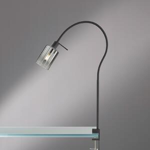 FISCHER & HONSEL Lampă cu clemă Iska abajur de sticlă, Negru, Camera de zi / sufragerie, Metal, Lumină de lectură