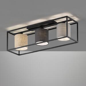 FISCHER & HONSEL Plafonieră Isko cu 3 abajururi textile, reglabil, Negru, Camera de zi / sufragerie, Metal