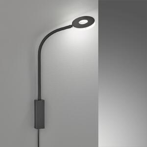 FISCHER & HONSEL Aplică de perete LED Cama cu braț reglabil, Negru, Camera de zi / sufragerie, Metal, Modern, Soclu de perete jos