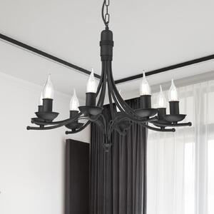 Lamkur Candelabru Kandela, 8 becuri, negru, reglabil, Negru, Hol, Metal, Modern