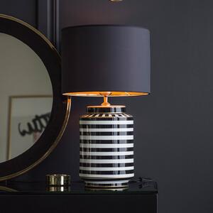 PR Home Lampă de masă Gatsby, Ø 30 cm, ceramică/textil, Negru, Camera de zi / sufragerie, Țesătură / Textil