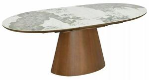 Masă extensibilă MAROCCO, alb/nuc, ceramică/furnir/MDF, 160–200x90x75