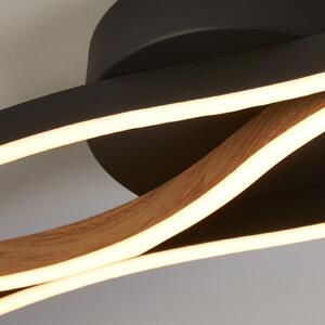 Searchlight Plafonieră LED Bloom Swirl negru/lemn, reglabil, Negru, Camera de zi / sufragerie, Metal, Modern