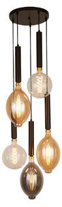 Searchlight Lampă suspendată Elegance 5 becuri, negru, reglabil, Negru, Bucătărie, Metal, Modern