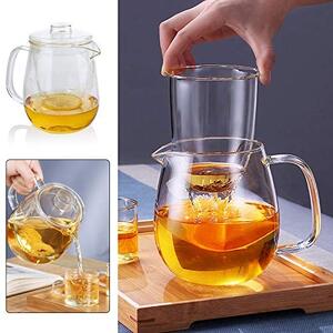 Cana pentru ceai din sticla borosilicata cu infuzor si capac 450 ml