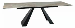 Masă extensibilă SALVADORE, bej lucios/negru, sticlă securizată/cerami