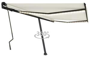 Copertină retractabilă manual cu LED, crem, 400x300 cm