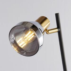 Searchlight Lampă de masă Classy cu abajur sticlă fumurie, Negru, Camera de zi / sufragerie, Metal, Modern
