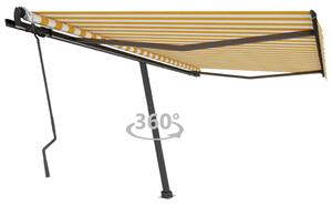 Copertină autonomă retractabilă manual, galben/alb, 400x300 cm