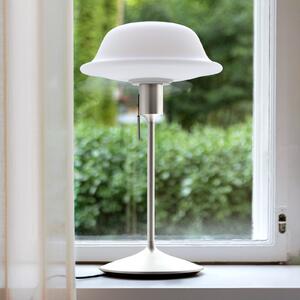 UMAGE Butler lampă de masă abajur din sticlă, bază oțel, Alb, Camera de zi / sufragerie, Metal, Design