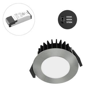 EVN Solido68 LED plafonieră încastrată 10W cromat, reglabil, Gri, Camera de zi / sufragerie, Metal, Corpuri de iluminat încastrate rotunde