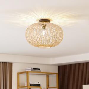 Lindby Solvira plafonieră, plasă bambus, rotundă, reglabil, Lemn, Camera de zi / sufragerie, Bamboo, Scandinavă